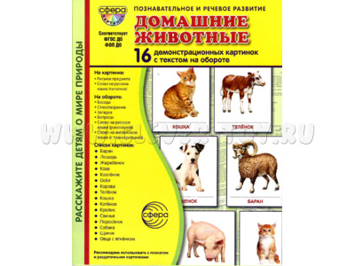 Демонстрационные картинки СУПЕР. Домашние животные (16 шт.) в папке